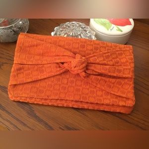 Handmade Orange Square Knot Clutch